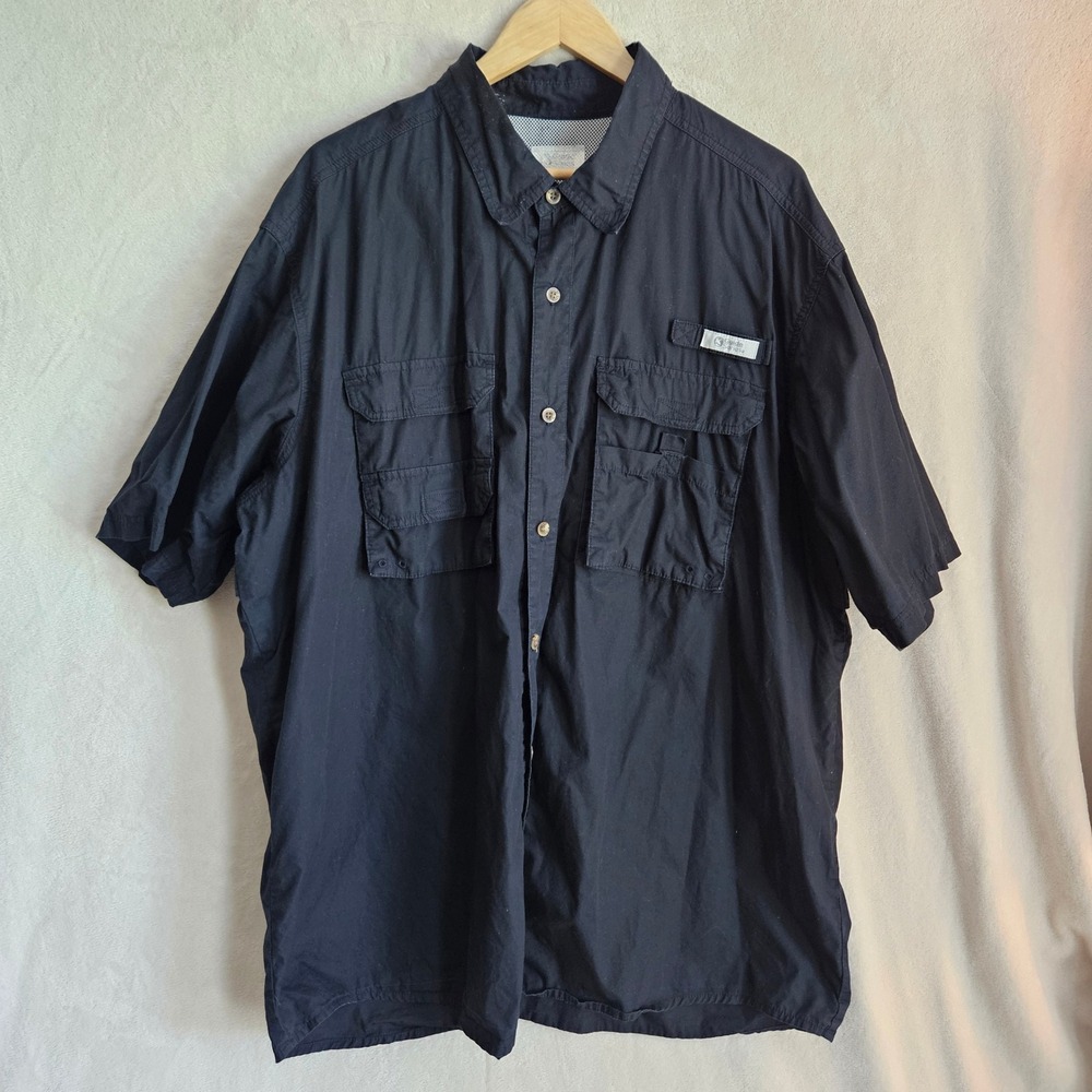 Guide Series Mens Black Short Sleeve Fishing Shirt Ventilated Pockets 2XL/3XL